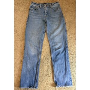 Express Jeans Women 6R Modern Straight High Rise Medium Blue Wash Denim 90s